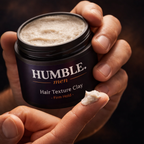 Hair clay for men used for messy textured hairstyles and volume control