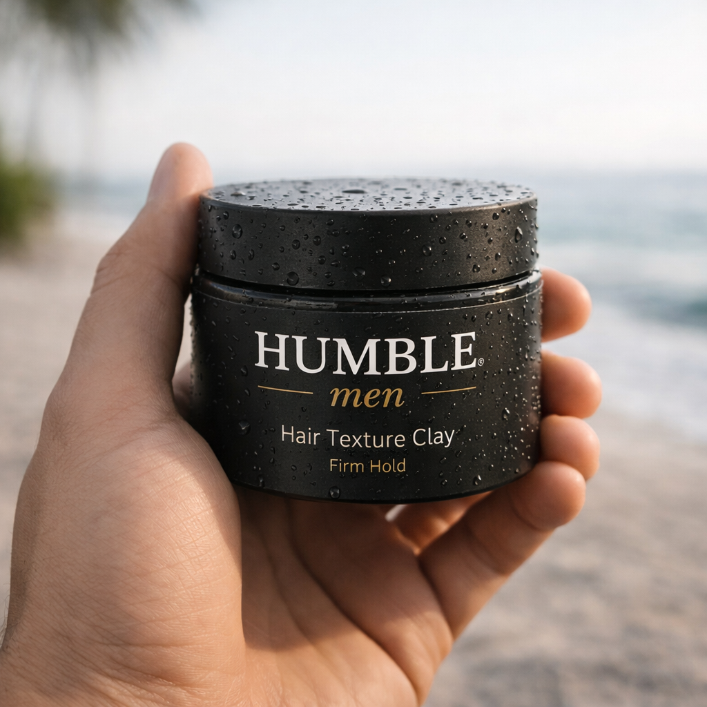 Humble Men styling clay for thick textured hair with all day hold