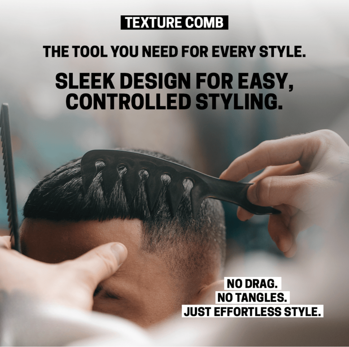 Men’s wide tooth comb for detangling thick hair and adding volume